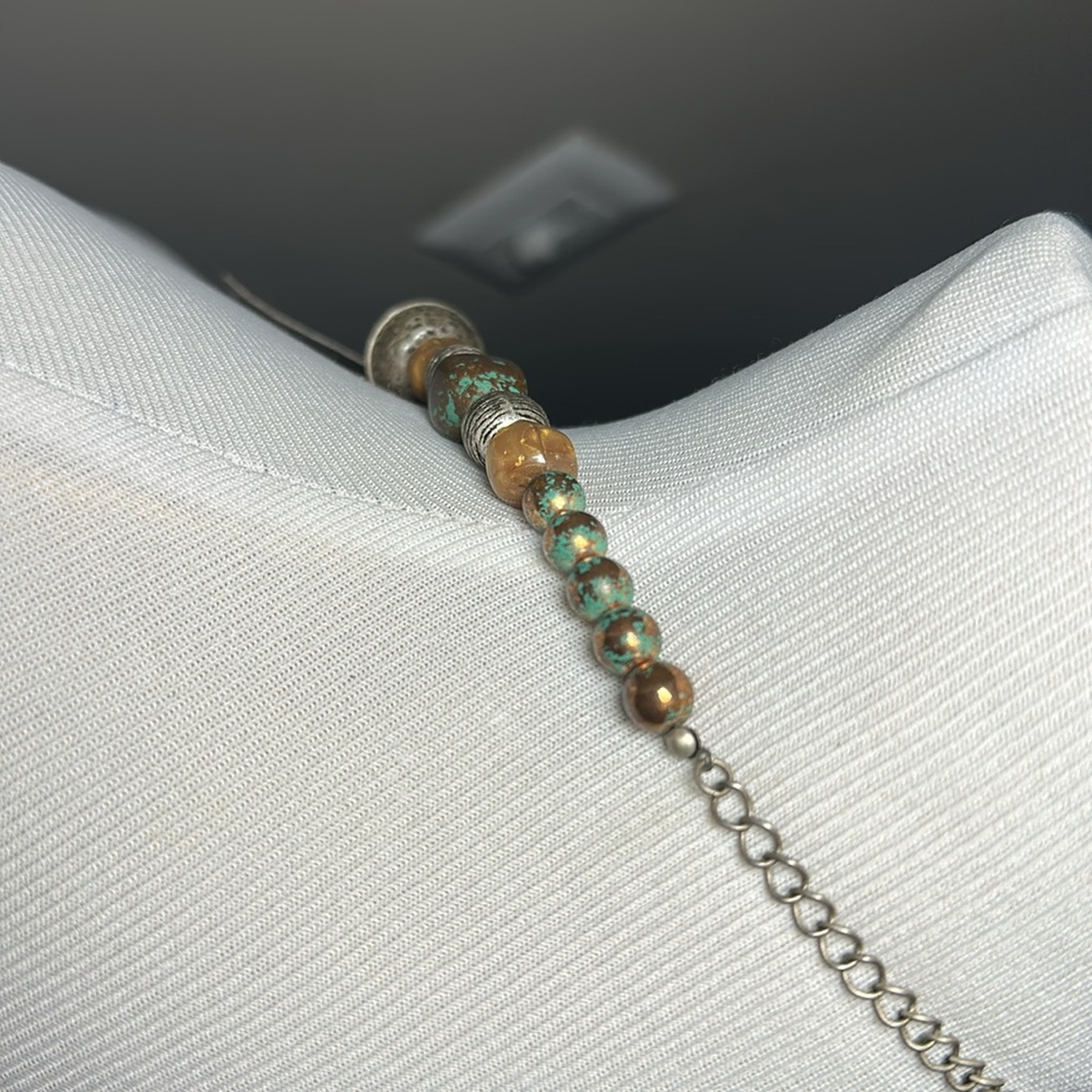 Silver and Turquoise Statement beaded large Necklace - Picture 8 of 8